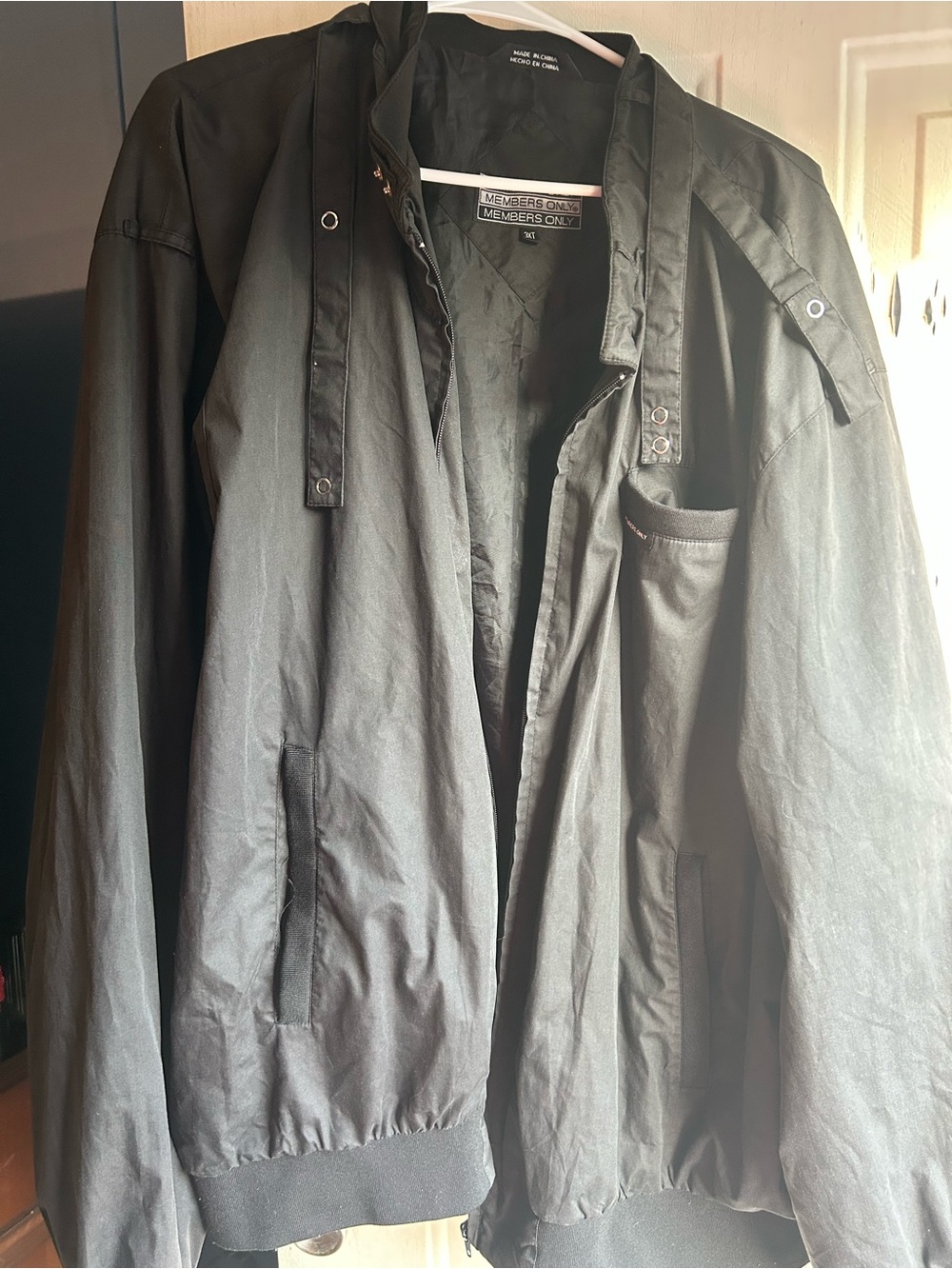 Members Only Black Jacket Men’s 3XT Full Zip Long Sleeve Windbreaker Vintage